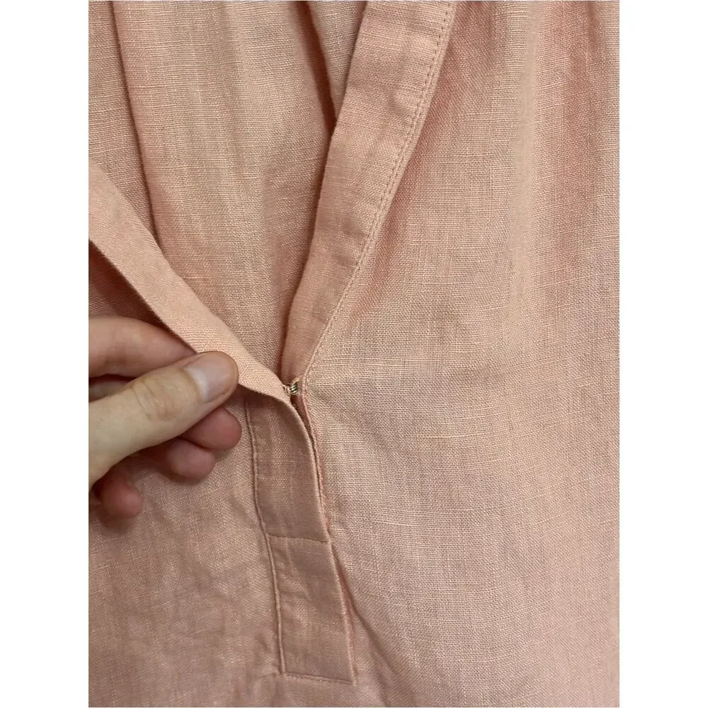 J. Crew Cabana 100% Linen Popover Top in Peach - Size XS